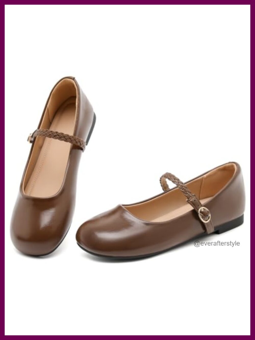 Women's Mary Jane Ballet Flats PU Leather Round Toe Comfort Dress Shoes